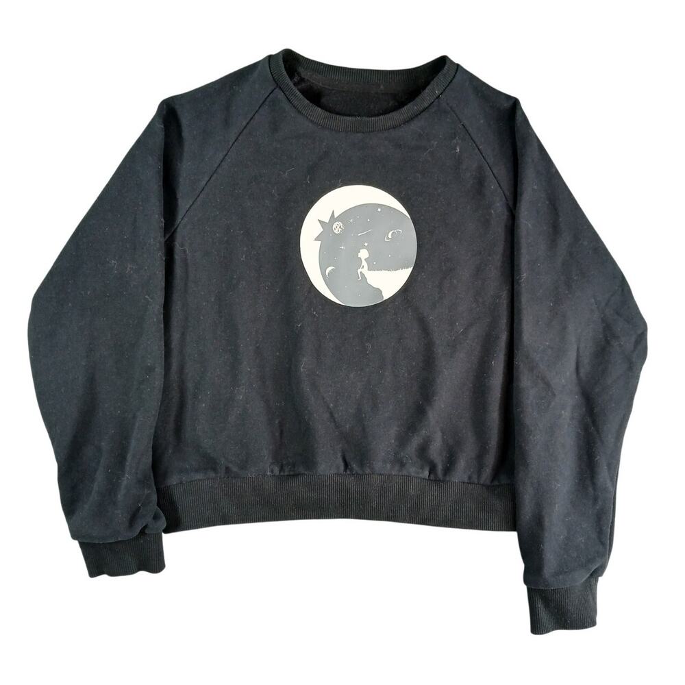 Zyia Active Kids Sweatshirt 10-11 Black Crewneck Unisex Sweater Space Stretch